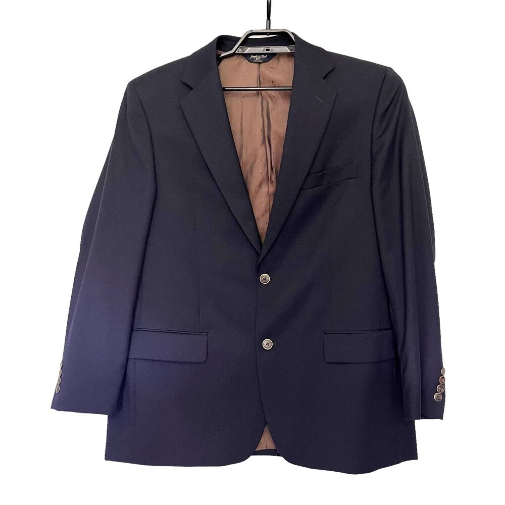 Joseph & Feiss Gold 100% Wool Mens Sport Coat 42R Navy Preppy Classic 2 Button